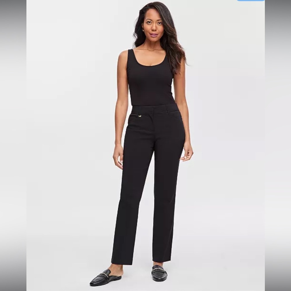 NWT 🖤 JM COLLECTION DEEP BLACK CORE/TUMMY CONTROL MID-RISE PANTS Women Petite 12